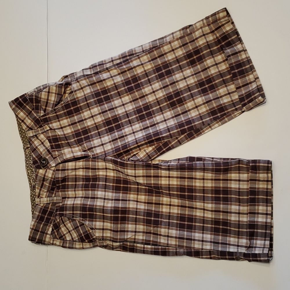 Mudd Brown Plaid Women Shorts Bermudas